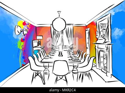 Salle à dessin coloré, concept vector illustration dessinée à la main Illustration de Vecteur