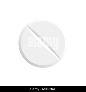 L'aspirine pillule ronde,comprimé isolé sur fond blanc Illustration de Vecteur