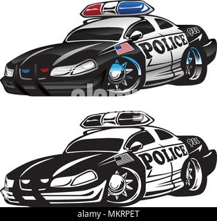 Muscle Car Police Cartoon Vector Illustration Illustration de Vecteur