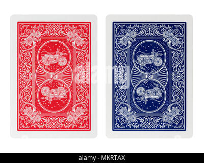 L'arrière des cartes à jouer poker isolated on white Banque D'Images