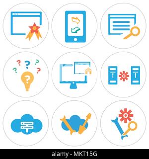 Ensemble de 9 icônes modifiable simple tels que les paramètres, cloud computing, Tour, maison, navigateur, smartphone, peut être utilisé pour le mobile, web Illustration de Vecteur