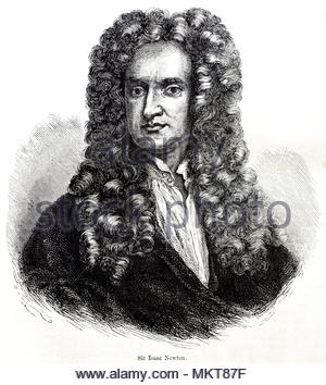 Portrait de Sir Isaac Newton 1642 - 1726/27, était un mathématicien, astronome, théologien, auteur et physicien qui est largement reconnu comme l'un des plus influents scientifiques de tous les temps, et une figure clé de la révolution scientifique, l'illustration de l'antique vers 1880 Banque D'Images