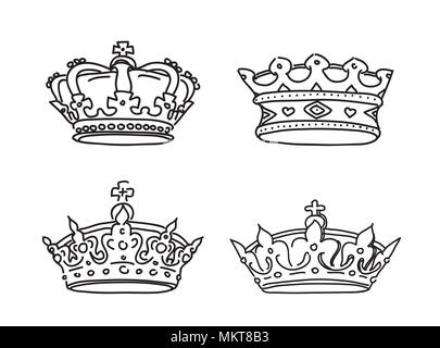 Ensemble de dimensions de la Couronne. Illustration vectorielle et des icônes. Banque D'Images