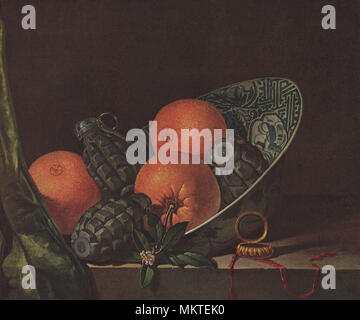 Nature morte avec oranges et des grenades Banque D'Images