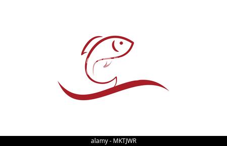 Logo Poisson, avec l'icône vecteur d'onde concept modèle. illustrations vectorielles. Illustration de Vecteur