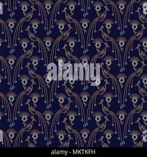 Élégant motif paon vectoriel continu. Illustration de Vecteur