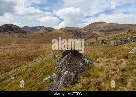 À partir de juste au-dessus des sommets de la carrière de Wrysgan Moelwyn Bach (à gauche) et Moelwyn Mawr (sur la droite) peut être vu Banque D'Images