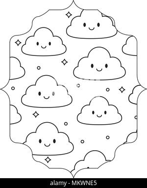 L'arabe avec motif nuages kawaii sur fond blanc, vector illustration Illustration de Vecteur