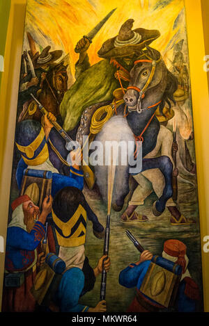 Peinture murale de Diego Rivera 'Dictature' réalisé en 1936, le Palacio de Bellas Artes (Palais des Beaux-Arts), Mexico, Mexique Banque D'Images