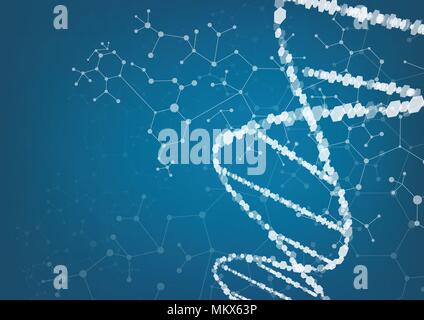 La technologie novatrice de la science en arrière-plan avec des brins d'ADN et de la chimie des molécules.Science concept. Illustration de Vecteur