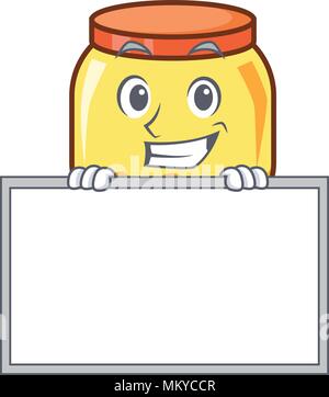 Souriant avec pot de crème du personnage cartoon Illustration de Vecteur