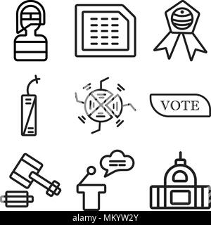 Ensemble de 9 icônes modifiable simple comme Capitol, conférence, vente aux enchères, Vote, graphique, Fireworks, badge, Calendrier, pompier, peut être utilisé pour le mobile, Illustration de Vecteur