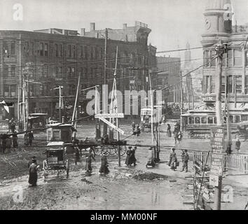 Vue sur le centre-ville. Lynn. 1900 Banque D'Images