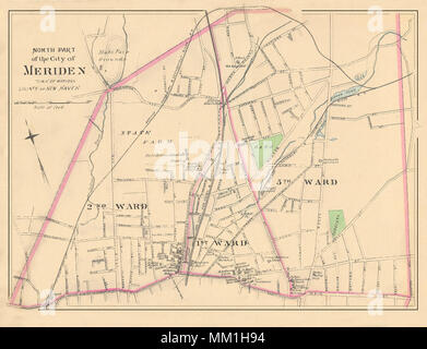 Plan de partie nord de Meriden. Meriden. 1893 Banque D'Images