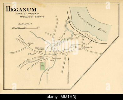 Plan de Higganum sur la commune de Haddam. 1893 Banque D'Images