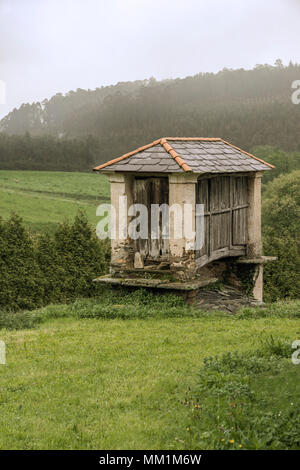 Ancient horreo à Foz, Lugo, Galice, Espagne, Europe Banque D'Images