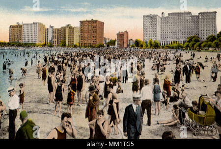 Oak Street Beach. Chicago. 1910 Banque D'Images