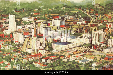 Birds-Eye Vue sur le centre-ville de Akron. Akron. 1930 Banque D'Images