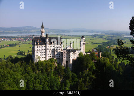 Vue depuis le château de Neuschwanstein, Marienbrucke Bayernm , Allemagne Banque D'Images