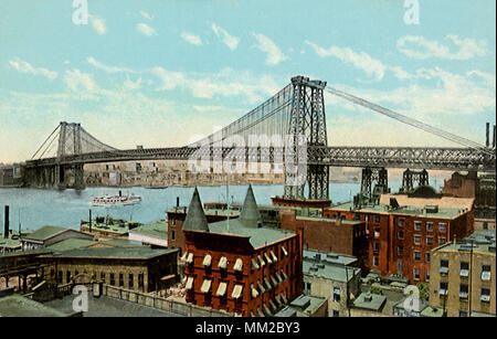 Le pont de Williamsburg. La ville de New York. 1910 Banque D'Images