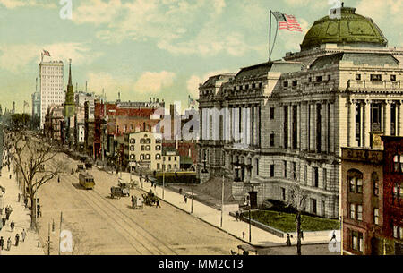 Broad Street au nord de l'Hôtel de Ville. Newark. 1912 Banque D'Images