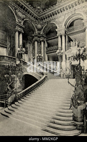 Grand escalier à l'Opéra. Paris. 1910 Banque D'Images