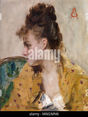 Alfred Stevens - Portrait de femme Banque D'Images