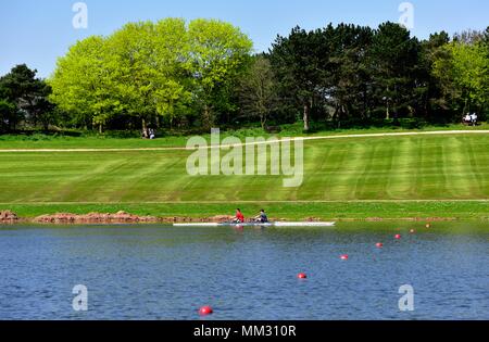 La pratique de l'aviron au National Water sports centre Holme Pierrepont Nottingham England UK Banque D'Images