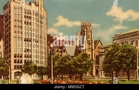 Jardins engloutis à l'Église. St Louis. 1940 Banque D'Images