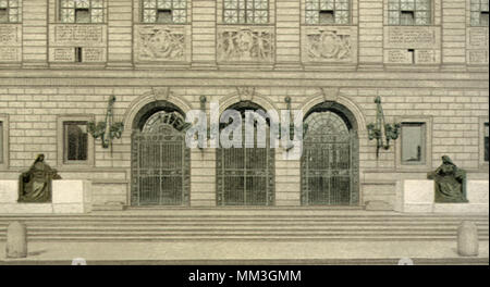 Entrée de la bibliothèque publique. Boston. 1920 Banque D'Images