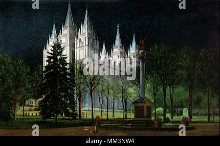 Temple Mormon de nuit. Salt Lake City. 1930 Banque D'Images