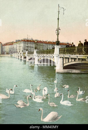 Pont du Mont Blanc. Genève. 1904 Banque D'Images