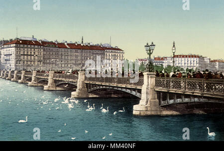 Pont du Mont Blanc. Genève. 1910 Banque D'Images