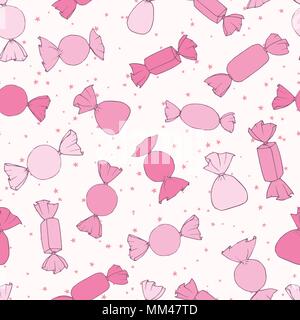 Hand drawn vector rose transparente bonbons motif sur le fond étoilé. Maison de vacances mignon décoration dans des tons pastel. Illustration de Vecteur