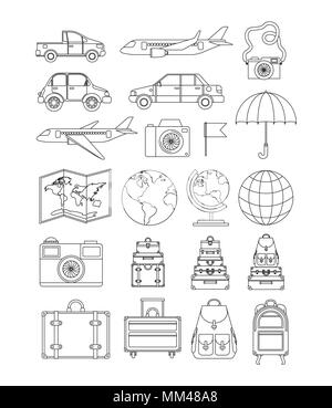 Voyage autour du monde des icônes set Illustration de Vecteur