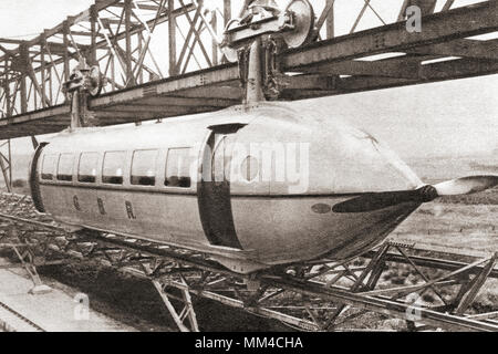 Le Bennie Railplane. Une forme de transport ferroviaire inventé par George Bennie (1891-1957), qui s'est déplacé le long d'un pont rail au moyen d'hélices. À partir de la cérémonie du siècle, publié 1934 Banque D'Images