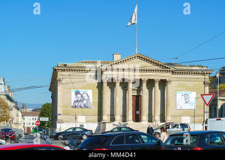 Genève, Suisse - le 18 octobre 2017 : la Place Neuve avec art museum Rath et Grand Theatre Banque D'Images