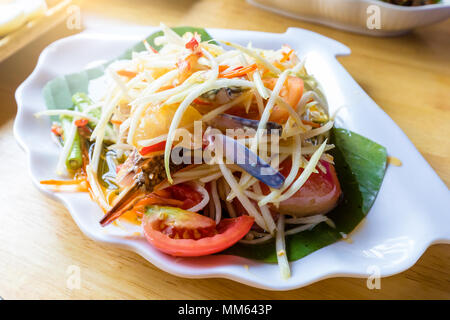 Célèbre Thai Food, salade de papaye épicée , thai food . Banque D'Images