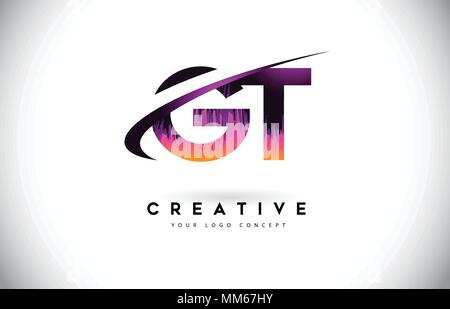 GT G T Grunge Lettre Logo avec des couleurs violet Design. Creative grunge vintage lettres logo Vector Illustration. Illustration de Vecteur