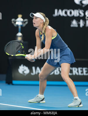 La joueuse de tennis danoise Caroline Wozniacki à l'Open d'Australie 2018, le tournoi de tennis de Melbourne Park, Melbourne, Victoria, Australie. Banque D'Images