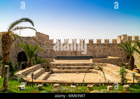 L'intérieur de la Cour le château de Marmaris en province de Mugla, Turquie. Banque D'Images