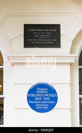 Virginia Woolf Blue Plaque & George Bernard Shaw la plaque dentaire Banque D'Images