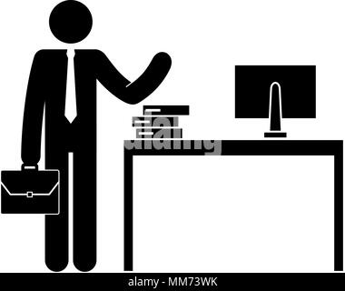 Businessman figure dans l'office d'ossature avatar Illustration de Vecteur