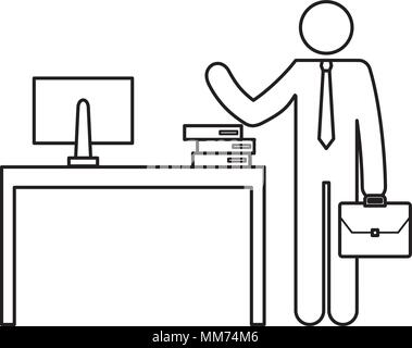 Businessman figure dans l'office d'ossature avatar Illustration de Vecteur