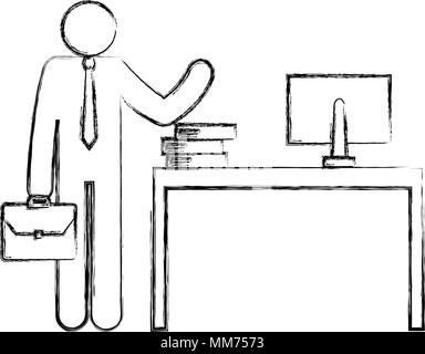 Businessman figure dans l'office d'ossature avatar Illustration de Vecteur