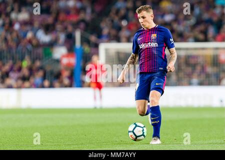 Espagne - 9 mai : FC Barcelone défenseur Lucas Digne (19) pendant le match entre le FC Barcelone contre Villarreal pour le cycle 34 de la Liga Santander, joué au Camp Nou le 9 mai 2018 à Barcelone, Espagne. (Crédit : Mikel Trigueros /Urbanandsport / Presse Presse Cordon Cordon) Banque D'Images