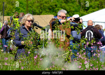 Festival du Printemps de Malvern RHS - Jeudi 10 mai 2018 - Journée d'ouverture pour cette années RHS Malvern Fête du Printemps - Les visiteurs apprécient le beau temps et les nombreux jardins afficher le premier jour du Festival de Printemps. Photo Steven Mai / Alamy Live News Banque D'Images