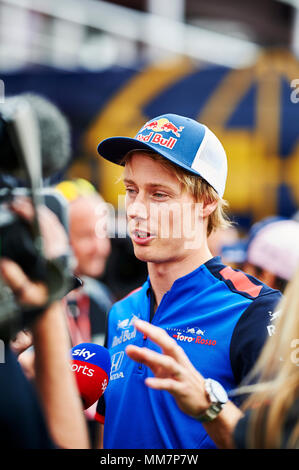 Barcelone, Espagne. 10 mai, 2018. Brendon Hartley, de l'équipe Toro Rosso, des entretiens avec les médias au cours de l'arrivée et les pilotes de Formule 1 conférence de presse 24. Crédit : Pablo Guillen Alamy News Banque D'Images