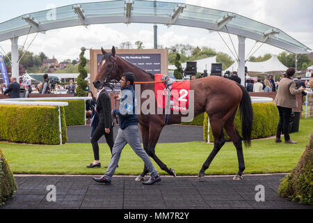 2:25 : Chester Le Chester Dee Stakes Races. Chester, Royaume-Uni. 10 mai 2018. La saison sèche est en cours dans un cadre raffiné sur Mesdames journée au Boodles Festival Mai à l'hippodrome de Chester. La bonne humeur et de plaisir fashions étaient à l'ordre du jour que les gens affluaient dans de ce fabuleux événement sur le calendrier des courses de chevaux. /AlamyLiveNews MediaWorldImages Crédit : Banque D'Images