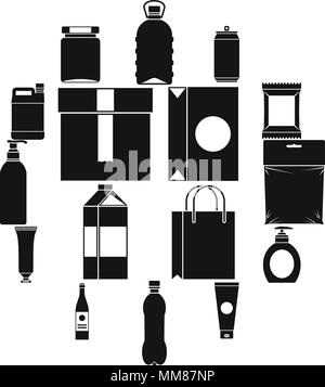 Les éléments d'emballage, le style simple icons set Illustration de Vecteur